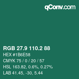 Color code: RGB 27.9 110.2 88 | qconv.com