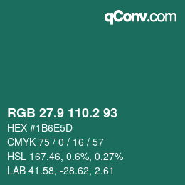 Color code: RGB 27.9 110.2 93 | qconv.com