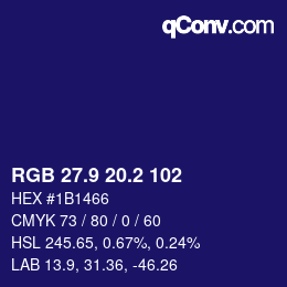 カラーコード: RGB 27.9 20.2 102 | qconv.com
