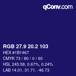 カラーコード: RGB 27.9 20.2 103 | qconv.com