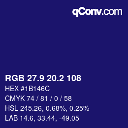 カラーコード: RGB 27.9 20.2 108 | qconv.com