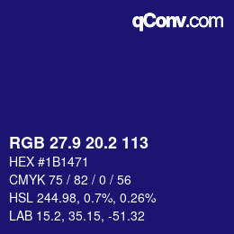 カラーコード: RGB 27.9 20.2 113 | qconv.com