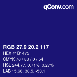 カラーコード: RGB 27.9 20.2 117 | qconv.com