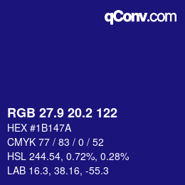 カラーコード: RGB 27.9 20.2 122 | qconv.com