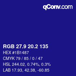 カラーコード: RGB 27.9 20.2 135 | qconv.com