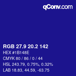 カラーコード: RGB 27.9 20.2 142 | qconv.com