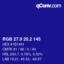 カラーコード: RGB 27.9 20.2 145 | qconv.com
