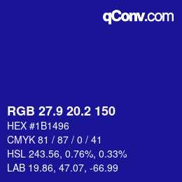 カラーコード: RGB 27.9 20.2 150 | qconv.com