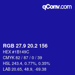カラーコード: RGB 27.9 20.2 156 | qconv.com