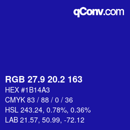 カラーコード: RGB 27.9 20.2 163 | qconv.com