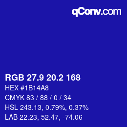 カラーコード: RGB 27.9 20.2 168 | qconv.com
