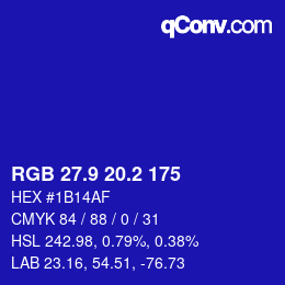 カラーコード: RGB 27.9 20.2 175 | qconv.com