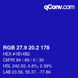 カラーコード: RGB 27.9 20.2 178 | qconv.com