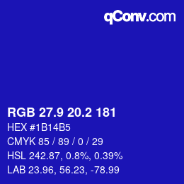 カラーコード: RGB 27.9 20.2 181 | qconv.com