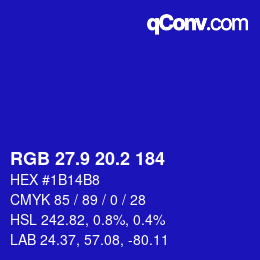カラーコード: RGB 27.9 20.2 184 | qconv.com