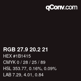 Color code: RGB 27.9 20.2 21 | qconv.com