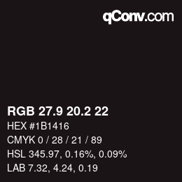 Color code: RGB 27.9 20.2 22 | qconv.com