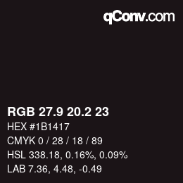 カラーコード: RGB 27.9 20.2 23 | qconv.com