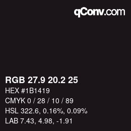 Color code: RGB 27.9 20.2 25 | qconv.com