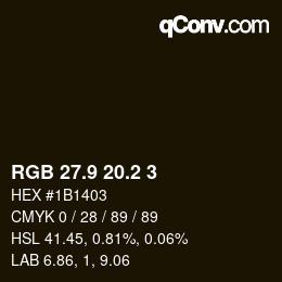 Color code: RGB 27.9 20.2 3 | qconv.com