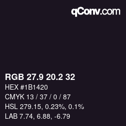 カラーコード: RGB 27.9 20.2 32 | qconv.com