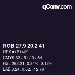 カラーコード: RGB 27.9 20.2 41 | qconv.com