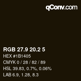 Color code: RGB 27.9 20.2 5 | qconv.com
