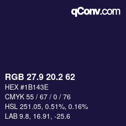 カラーコード: RGB 27.9 20.2 62 | qconv.com