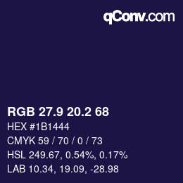 カラーコード: RGB 27.9 20.2 68 | qconv.com