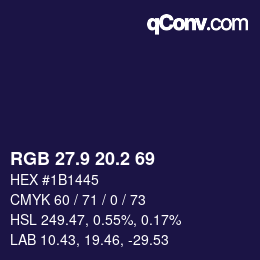 カラーコード: RGB 27.9 20.2 69 | qconv.com