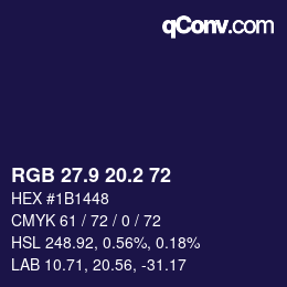 カラーコード: RGB 27.9 20.2 72 | qconv.com
