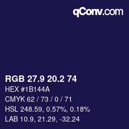 カラーコード: RGB 27.9 20.2 74 | qconv.com