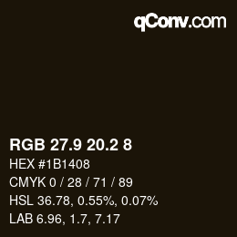Color code: RGB 27.9 20.2 8 | qconv.com