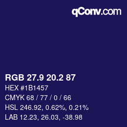 カラーコード: RGB 27.9 20.2 87 | qconv.com