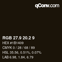 Color code: RGB 27.9 20.2 9 | qconv.com