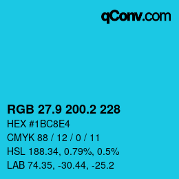 カラーコード: RGB 27.9 200.2 228 | qconv.com