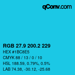 カラーコード: RGB 27.9 200.2 229 | qconv.com