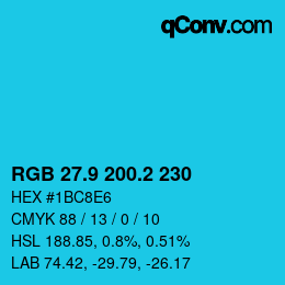 カラーコード: RGB 27.9 200.2 230 | qconv.com