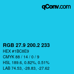 Color code: RGB 27.9 200.2 233 | qconv.com
