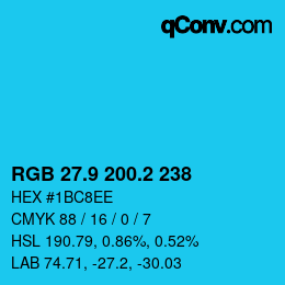 カラーコード: RGB 27.9 200.2 238 | qconv.com