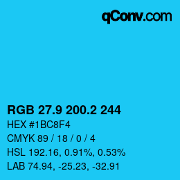カラーコード: RGB 27.9 200.2 244 | qconv.com