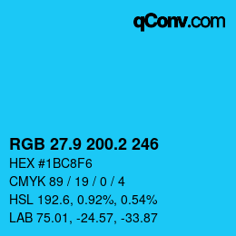 カラーコード: RGB 27.9 200.2 246 | qconv.com