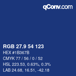 Color code: RGB 27.9 54 123 | qconv.com