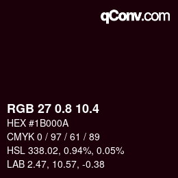 カラーコード: RGB 27 0.8 10.4 | qconv.com