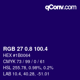 カラーコード: RGB 27 0.8 100.4 | qconv.com