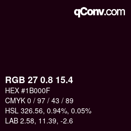 カラーコード: RGB 27 0.8 15.4 | qconv.com