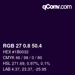 カラーコード: RGB 27 0.8 50.4 | qconv.com