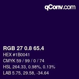 カラーコード: RGB 27 0.8 65.4 | qconv.com