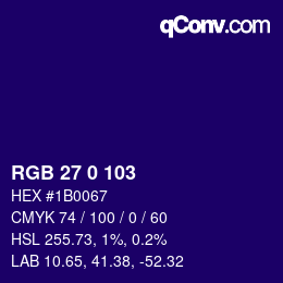 カラーコード: RGB 27 0 103 | qconv.com