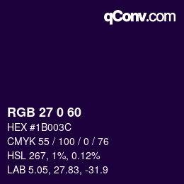 颜色代码: RGB 27 0 60 | qconv.com